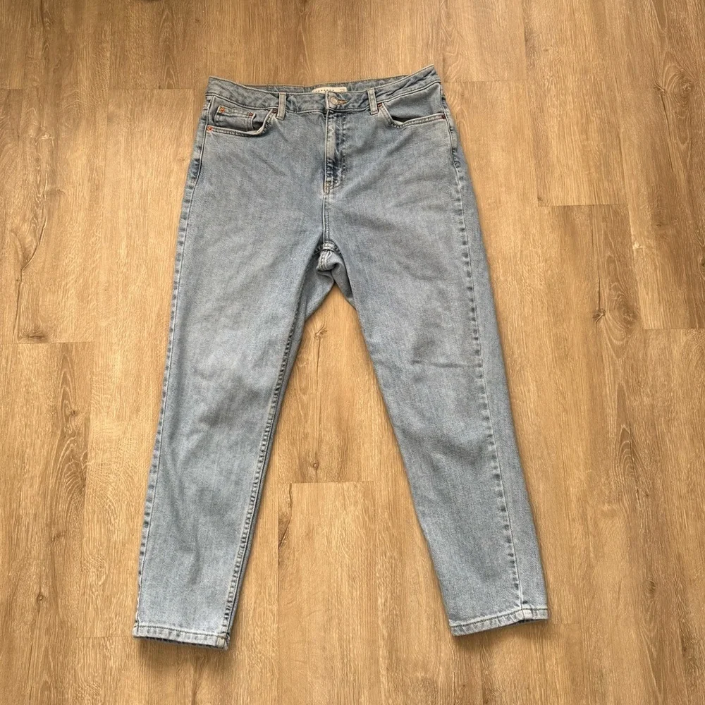 Topshop Moto Mom Jean High Rise Medium Wash size 14